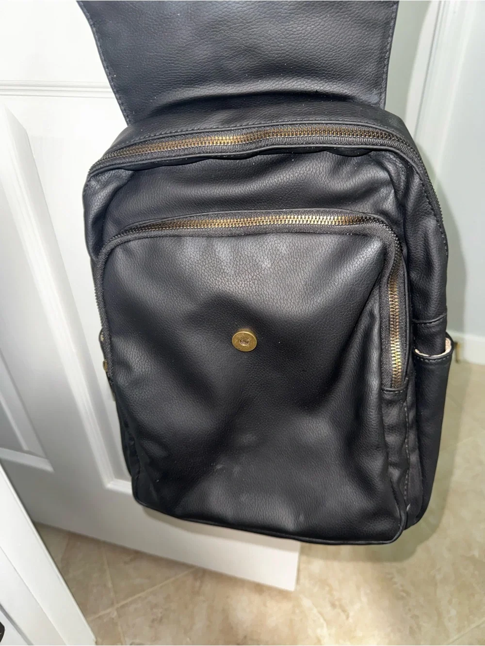 Black Woven Detail Backpack